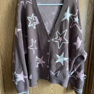 Celebrity Pink brand Star Patterned Brown Cardigan Sweater Size 2x